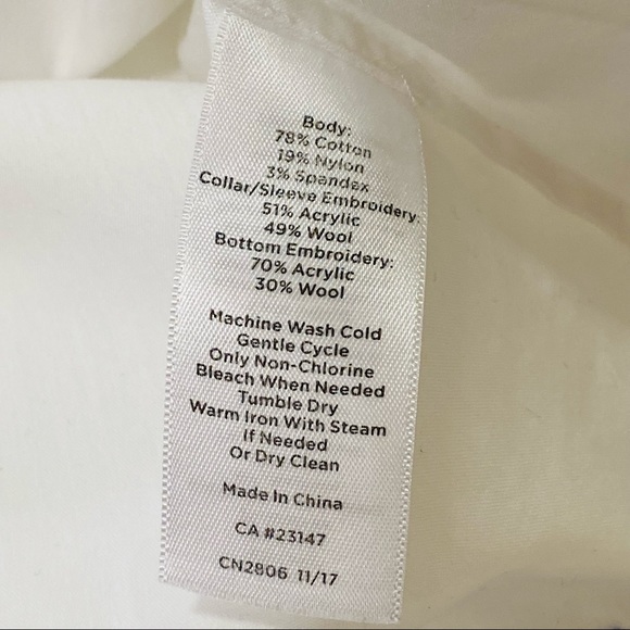 Talbots Embroidered Trim Bell Sleeve Top (size XS) - Picture 9 of 11